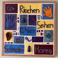 Tonschild h&ouml;ren sehen riechen schmecken f&uuml;hlen